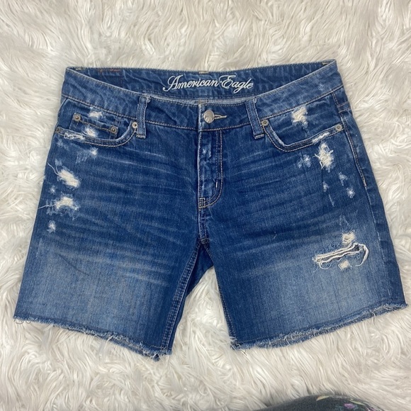 American Eagle 100% Cotton Bermuda Distressed Jean Shorts - Picture 1 of 9